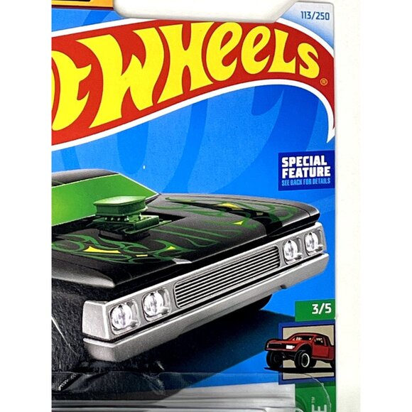 Hot Wheels Layin Lowrider Black Green Flames 2024 Diecast NOC - Picture 3 of 6